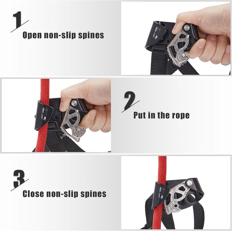SOB Quick Step Foot Ascender,Outdoor Rock Climbing Tree Arborist, Mountaineering Equipment Climbing Rappelling Device for 8-13mm Rope - Image 3
